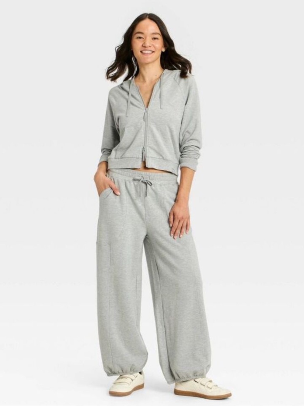 JoyLab Light Gray Drawstring Wide-Leg Joggers - Picture 3 of 3